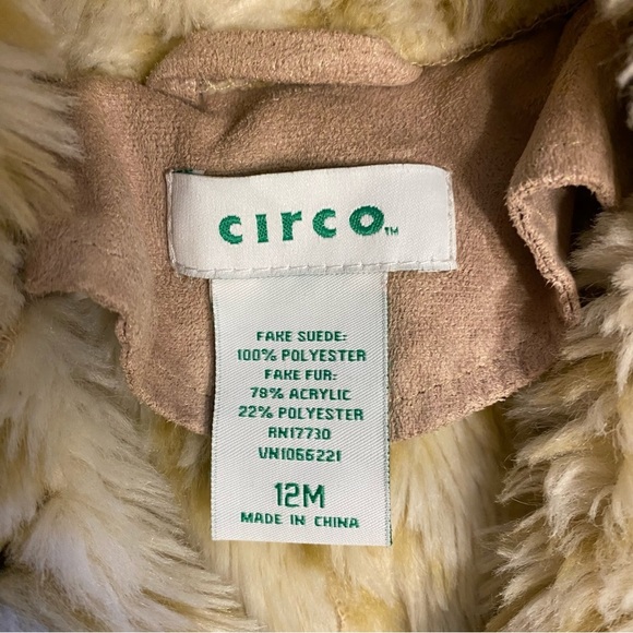 Circo Faux Suede & Shearling Tan Jacket Toddler Size 12M Winter Coat Fur Hood - Picture 6 of 11